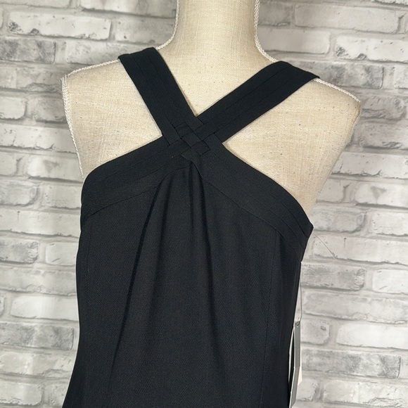 Laundry by Shelli Segal Criss Cross Black Halter Crepe Dress - Picture 3 of 11